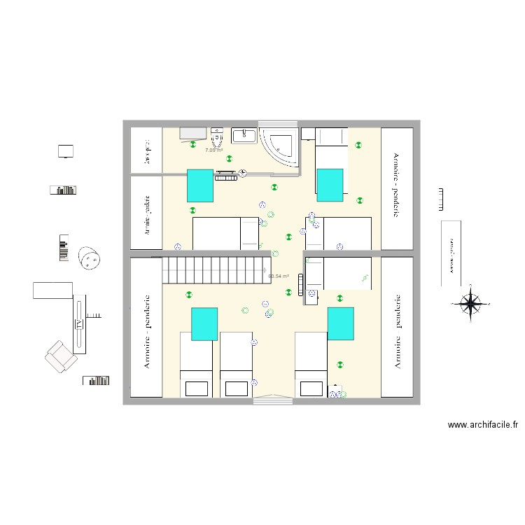 nouvel amenagement combles bayonne 4 chambres meubles et prises. Plan de 0 pièce et 0 m2