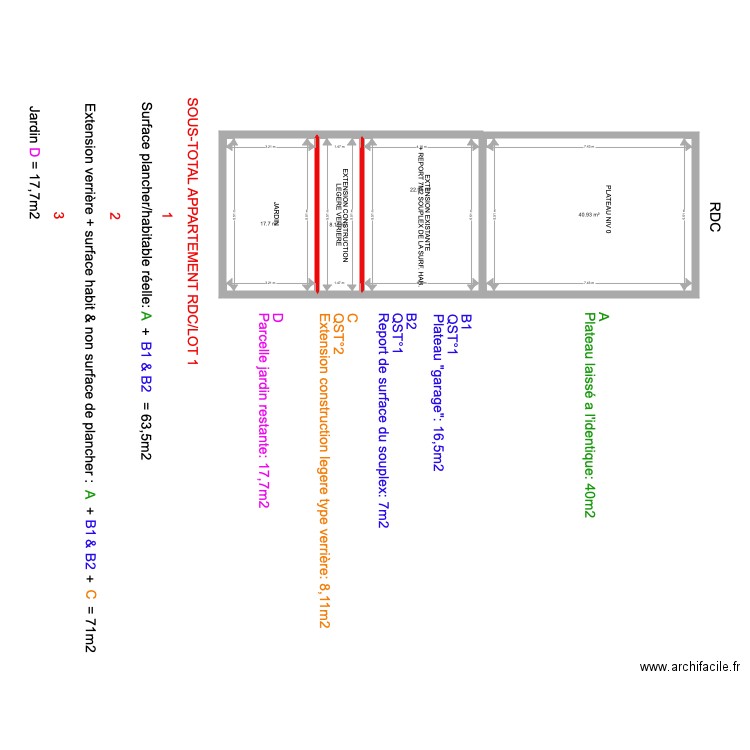  APPARTEMENT RDC LOT 1. Plan de 0 pièce et 0 m2