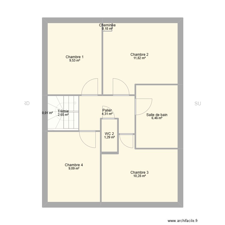 Maison VSD. Plan de 13 pièces et 112 m2