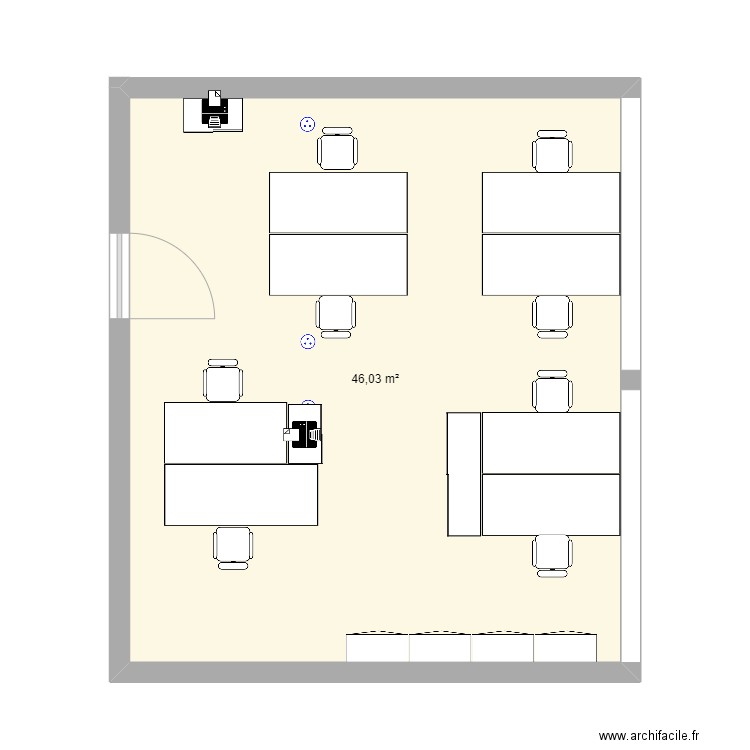Plan bureau proposition 2. Plan de 1 pièce et 46 m2
