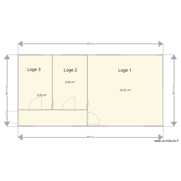 Makis. Plan de 3 pièces et 31 m2