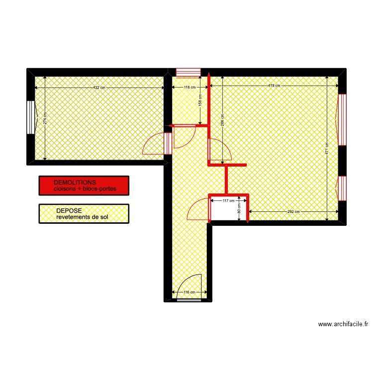 PLAN DEMOLITIONS. Plan de 0 pièce et 0 m2