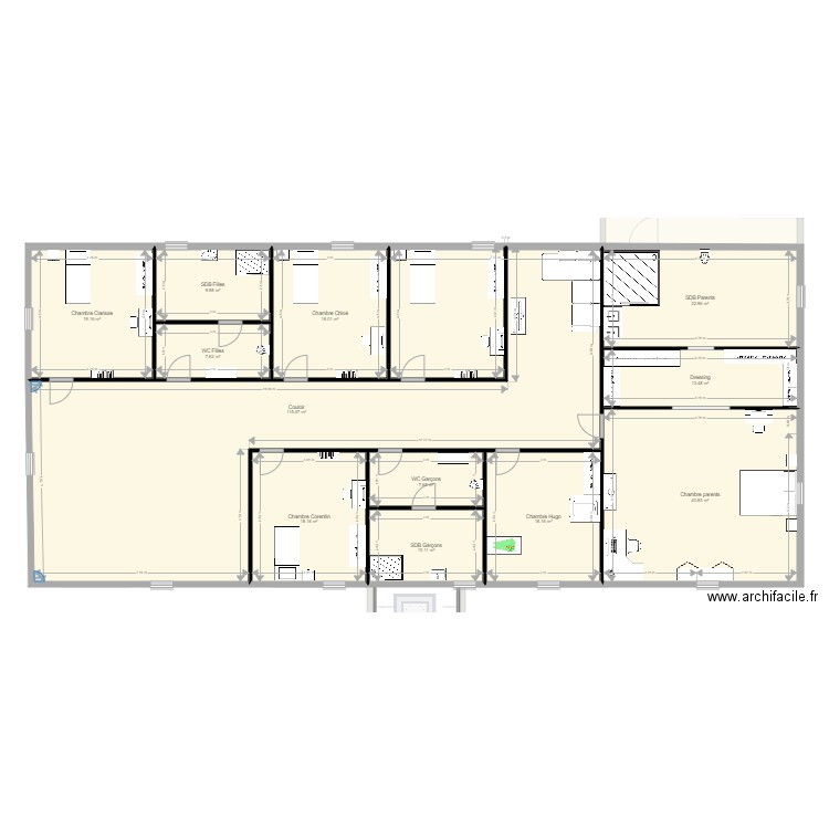 Champs Georges. Plan de 19 pièces et 673 m2