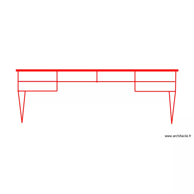 bureau 2 tiroirs. Plan de 