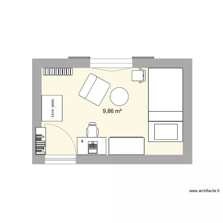 Chambre G. Plan de 1  et 10 m²