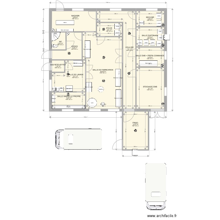 GAEC DE LA MOULIERE 7. Plan de 14 pièces et 121 m2