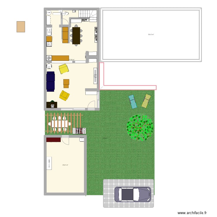 extension 3. Plan de 3 pièces et 142 m2