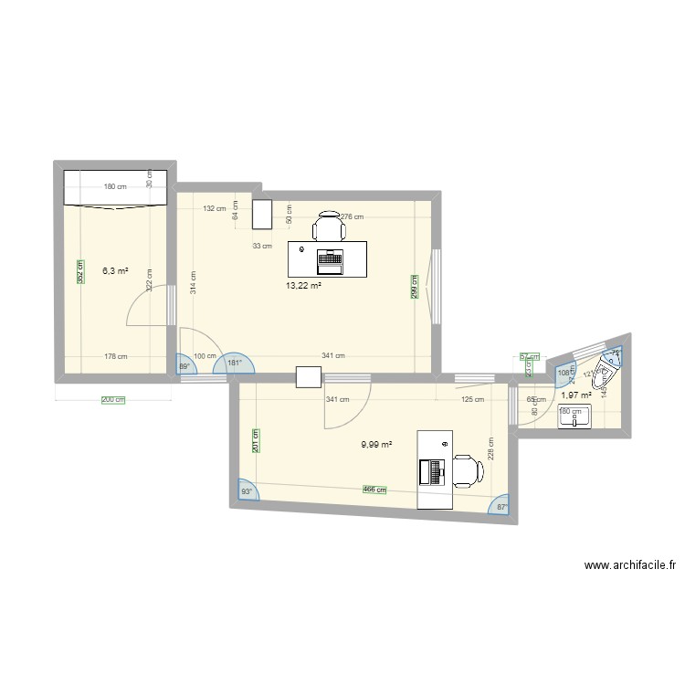 Costa de Sa Pols. Plan de 4 pièces et 31 m2