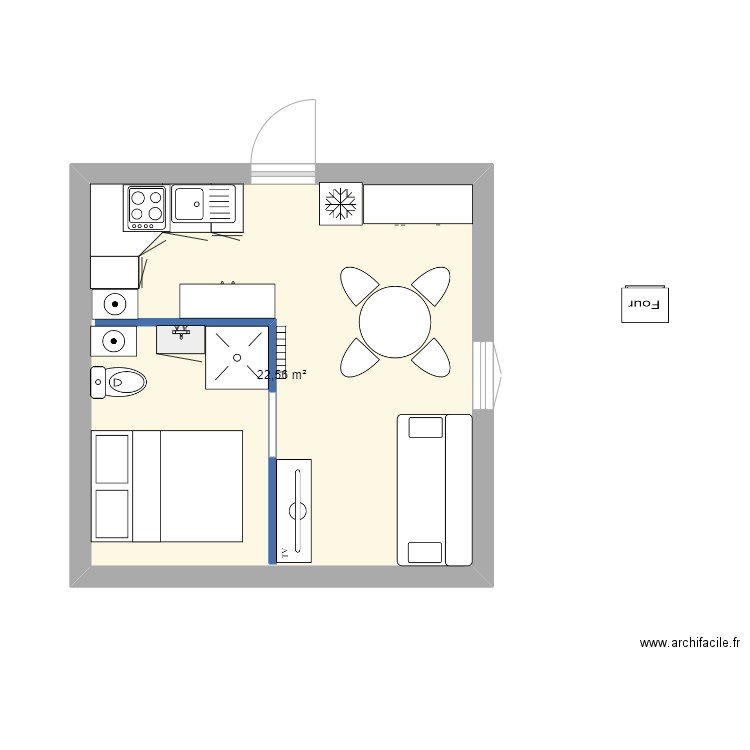 concarneau 2. Plan de 1 pièce et 23 m2