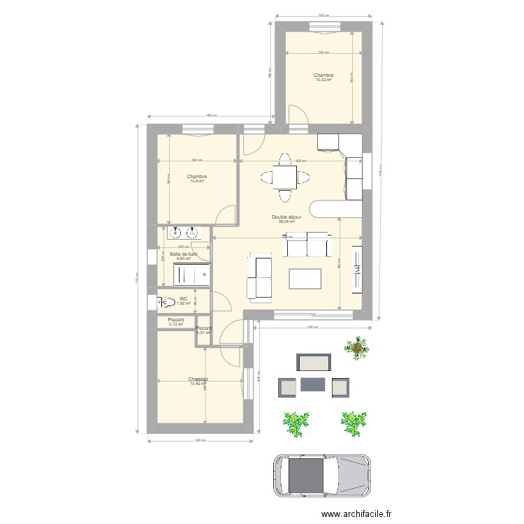 blin. Plan de 8 pièces et 75 m2