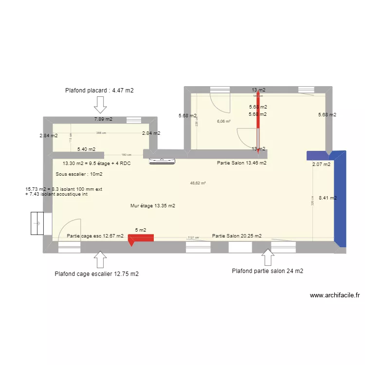 Plan maison RDC - Cuisine ouverte. Plan de 