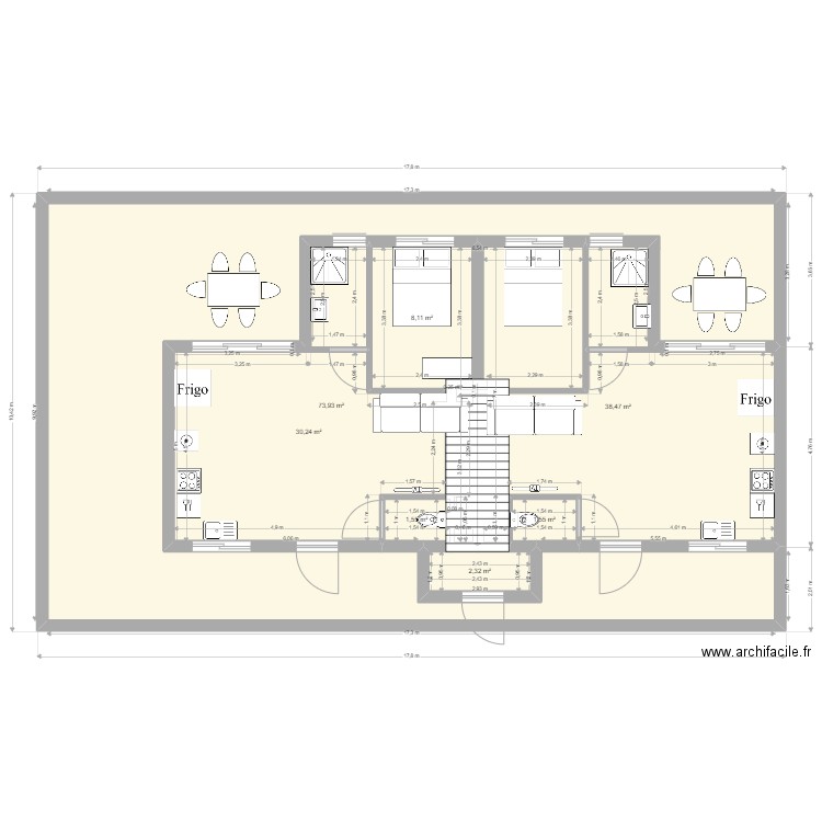appartement 28.5. Plan de 7 pièces et 156 m2