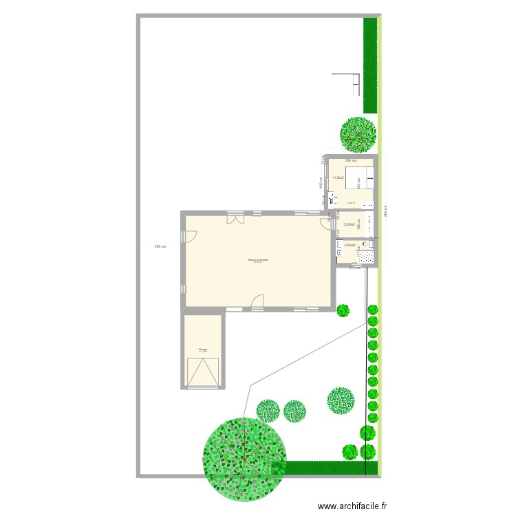 Plan de masse détaillé v3. Plan de 3 pièces et 104 m2