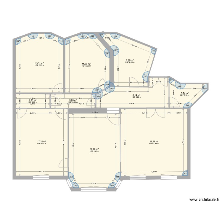42 Ave Niel Plan dimension. Plan de 10 pièces et 110 m2