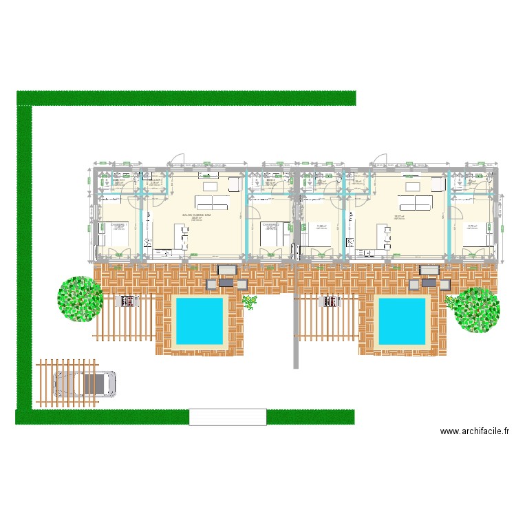 titre. Plan de 12 pièces et 138 m2