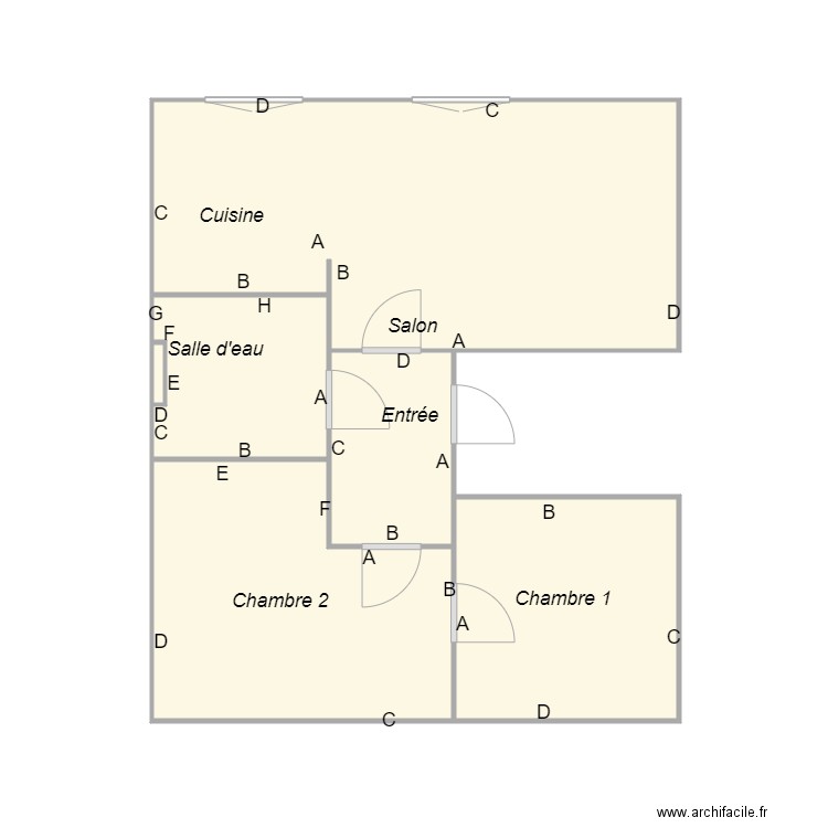 SCI PEN ER MEN 1er étage. Plan de 6 pièces et 30 m2