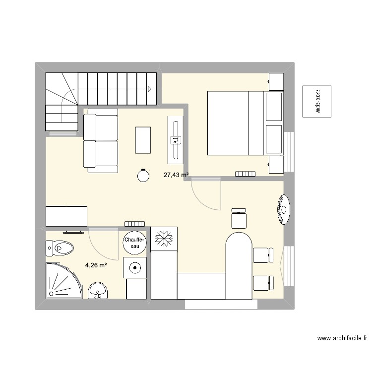 studio. Plan de 0 pièce et 0 m2