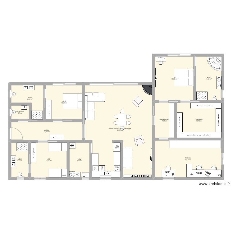 200 mc environ pas mal du tout. Plan de 0 pièce et 0 m2