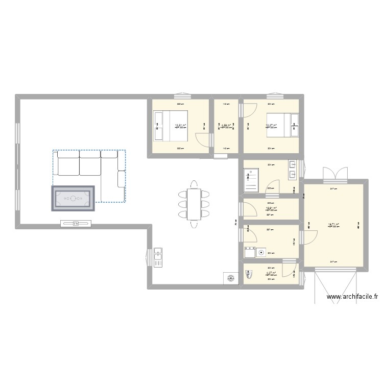 sandrine 1. Plan de 6 pièces et 63 m2