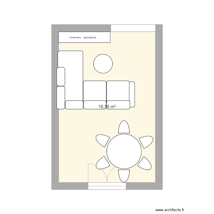 Sejour 2. Plan de 1 pièce et 19 m2