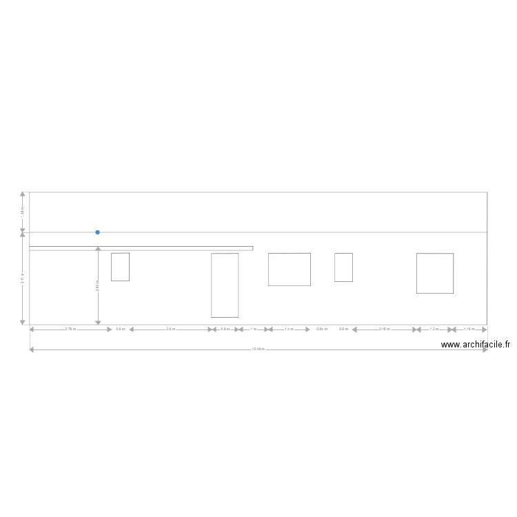 Plan façade pour avancée bois. Plan de 0 pièce et 0 m2