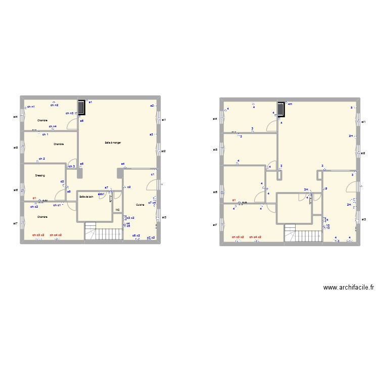 maison. Plan de 22 pièces et 210 m2