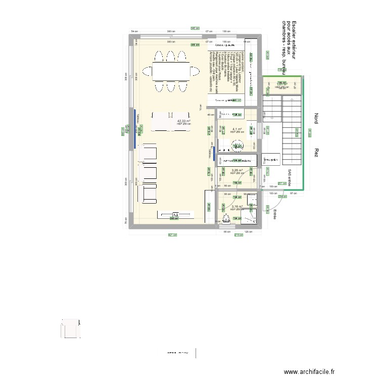 plan rez 3 9 x 6 m DC. Plan de 5 pièces et 54 m2