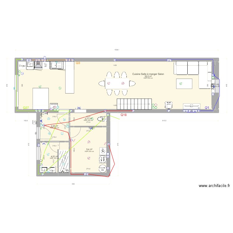 Romain Sancier. Plan de 6 pièces et 74 m2