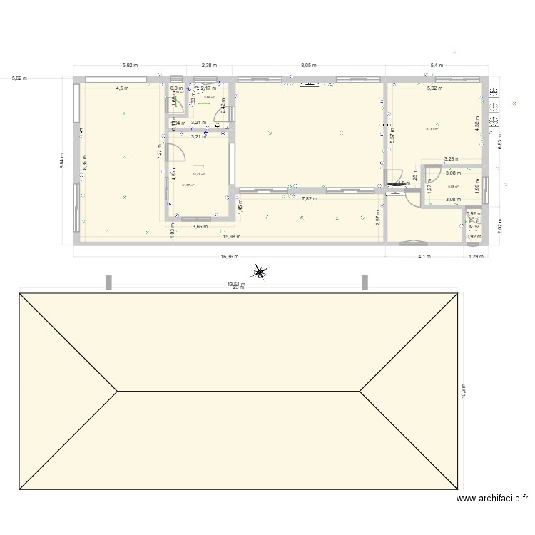 New 1101 droite 09/25 toiture. Plan de 7 pièces et 116 m2