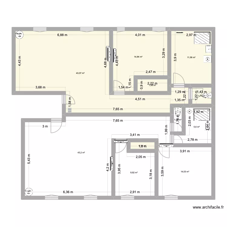 3 eme etage modifié. Plan de 11 et 148 m² 3 eme etage modifié. Plan de 11 et 148 m²
