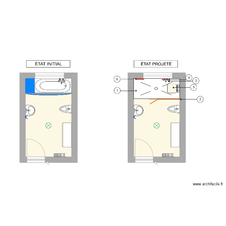CLARET. Plan de 2 pièces et 14 m2