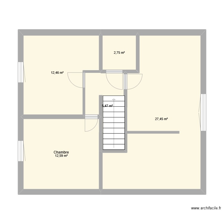 Projet plan étage. Plan de 5 pièces et 61 m2