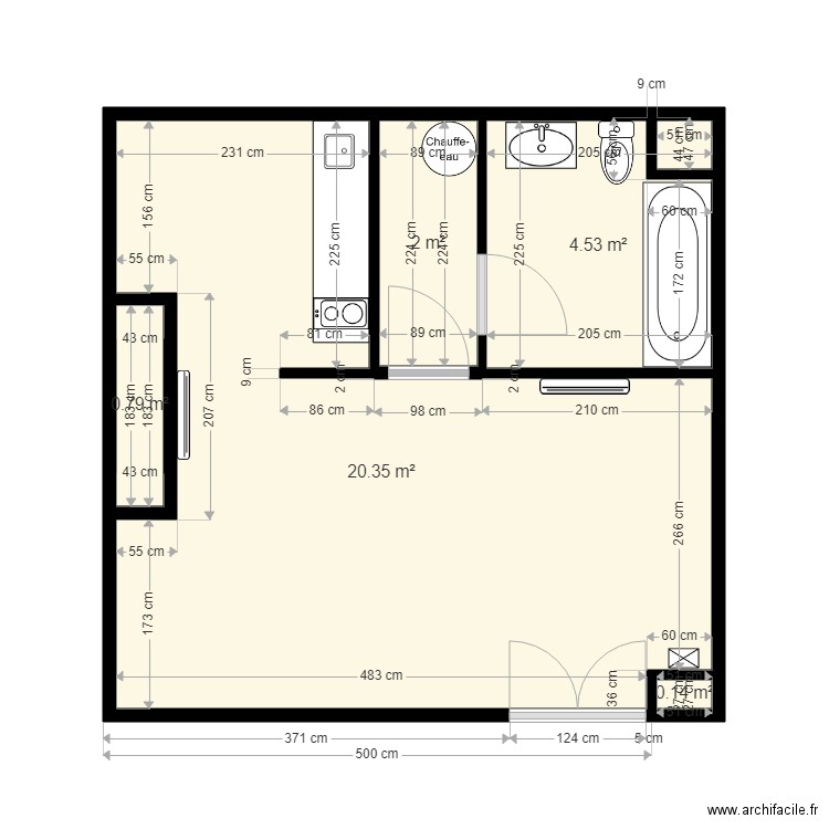 plan studio Marcel coté. Plan de 0 pièce et 0 m2