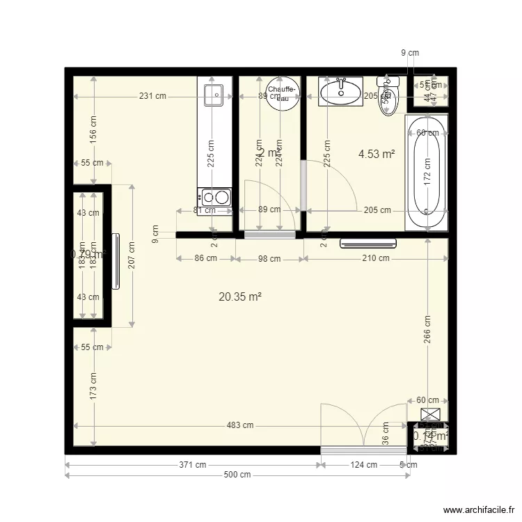 plan studio Marcel cot&eacute;. Plan de 