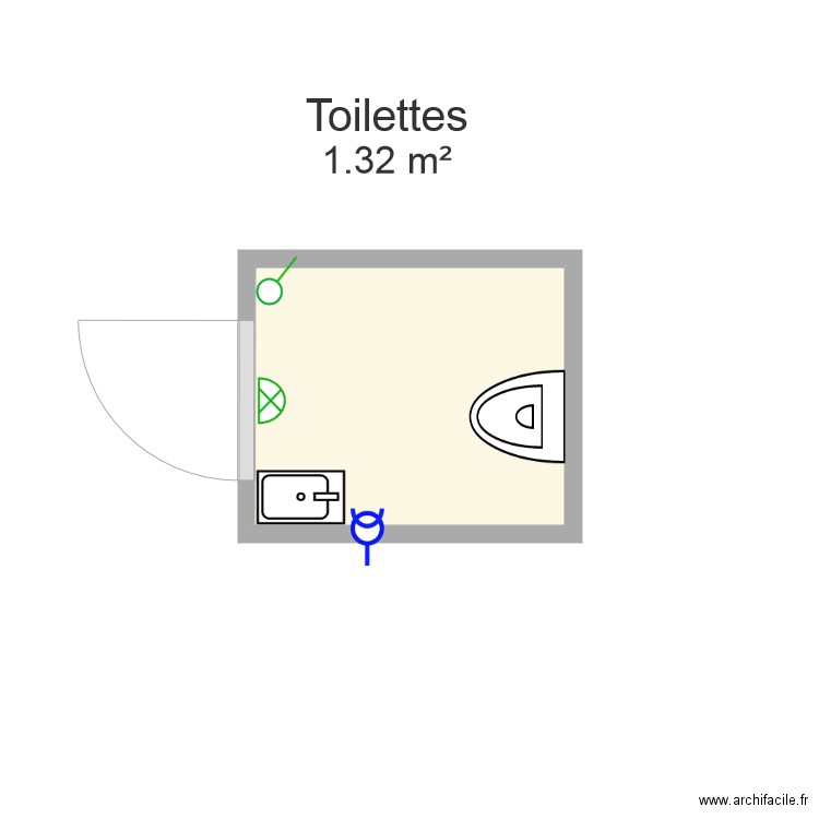 Toilettes. Plan de 0 pièce et 0 m2