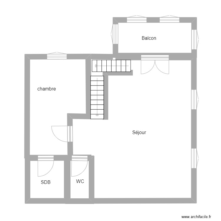 GORAM. Plan de 2 pièces et 5 m2