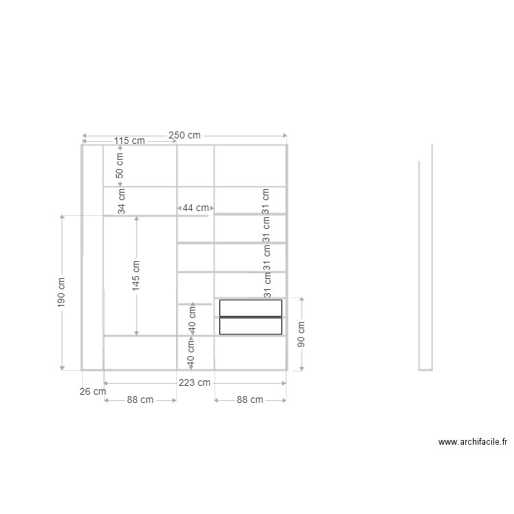 placard chbre 1 int. Plan de 0 pièce et 0 m2