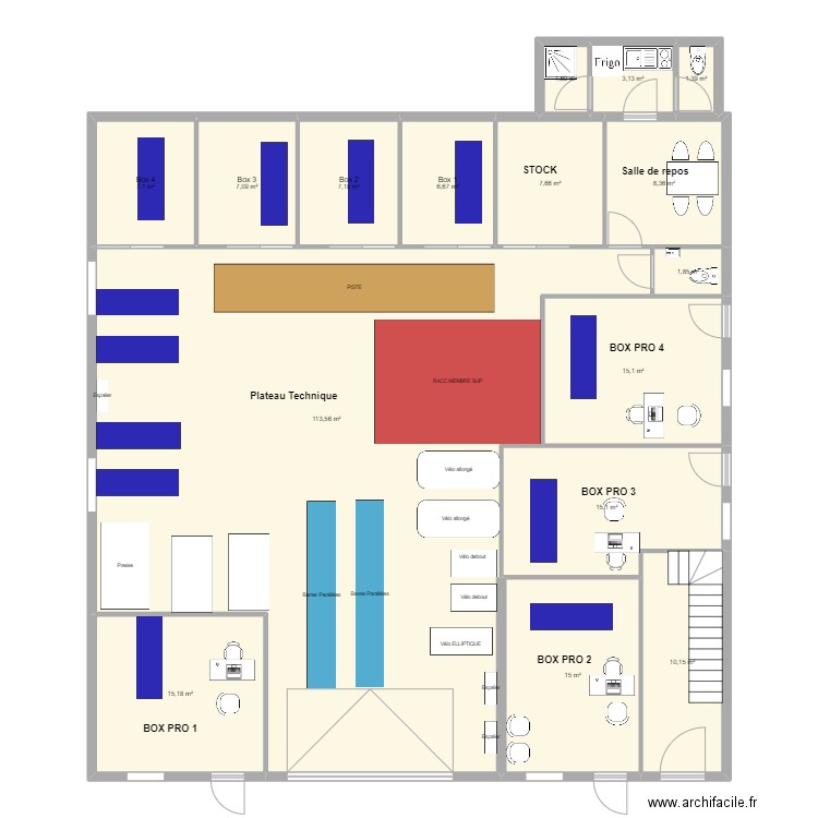 CAB GARAGE VERSION 1. Plan de 16 pièces et 236 m2