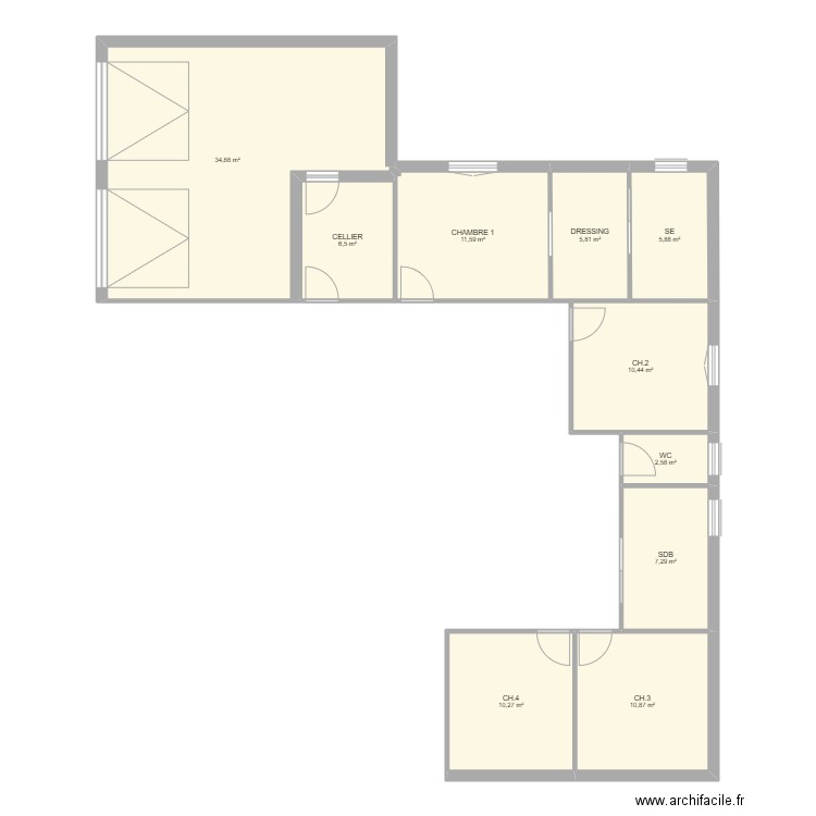 PROJET MAISON. Plan de 10 pièces et 106 m2