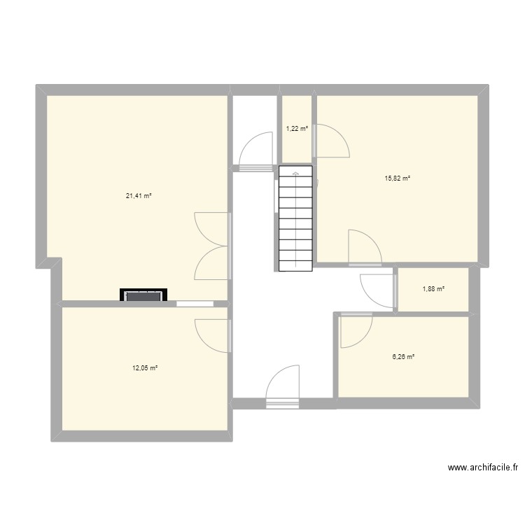 Maison. Plan de 6 pièces et 59 m2