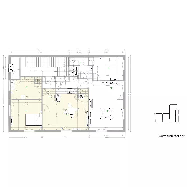 studio 1e etage  avec 2 studios. Plan de 