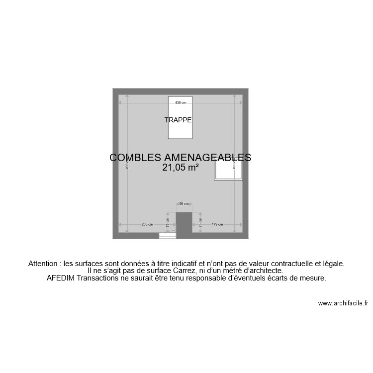 BI 7814 COMBLES . Plan de 2 pièces et 21 m2