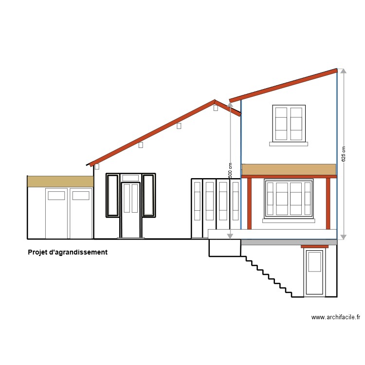 Plan de facade après projet2 MAIRIE. Plan de 8 pièces et 28 m2