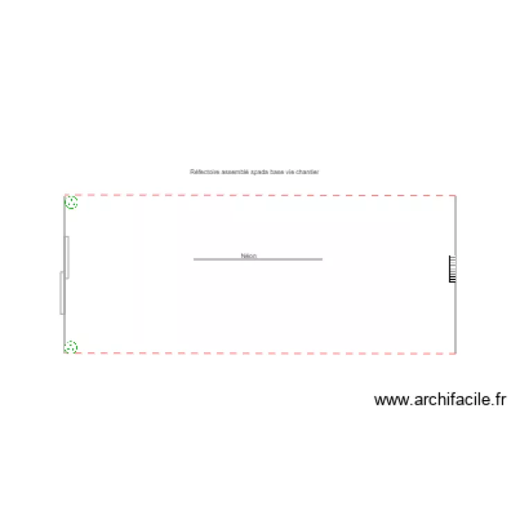 R&eacute;fectoire assembl&eacute; spada base vie chantier. Plan de 
