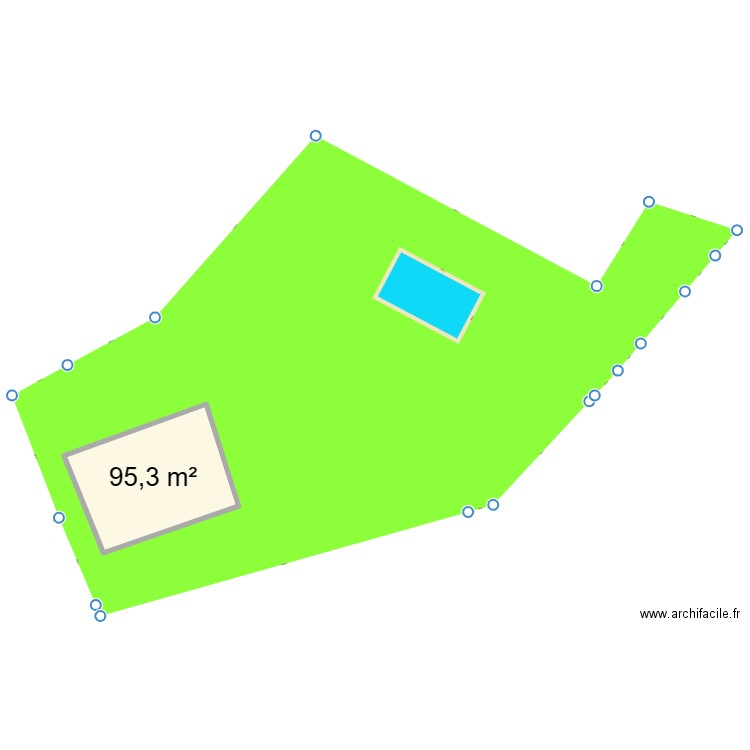 Piscine. Plan de 1 pièce et 95 m2