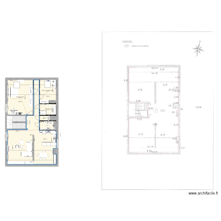 PLAN D'ARCHITECTURE / SAINT PIERRE. Plan de 7 pièces et 129 m2