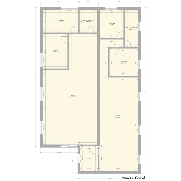 Loft. Plan de 9 pièces et 192 m2