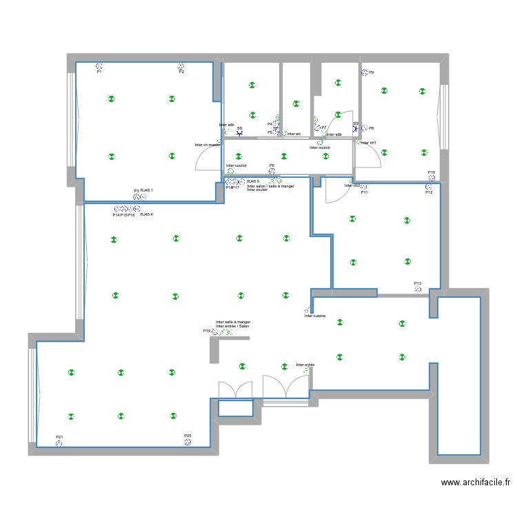 berberian. Plan de 5 pièces et 127 m2