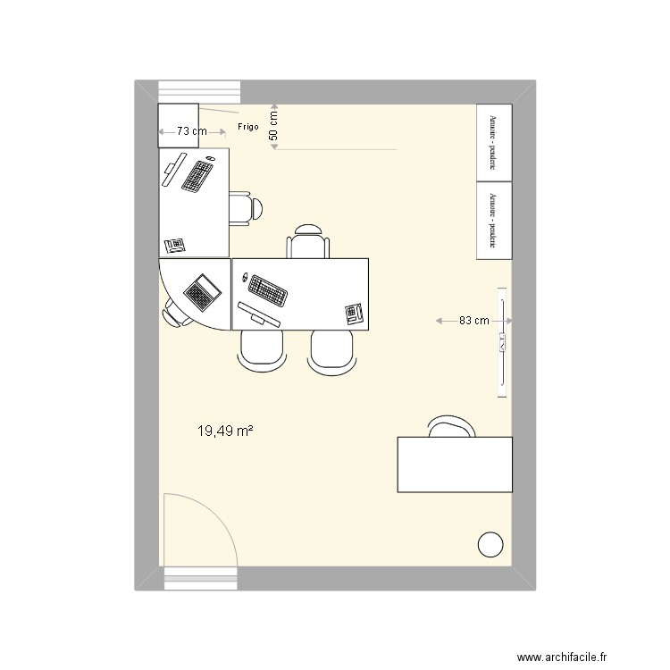 bureau DF 2. Plan de 1 pièce et 19 m2