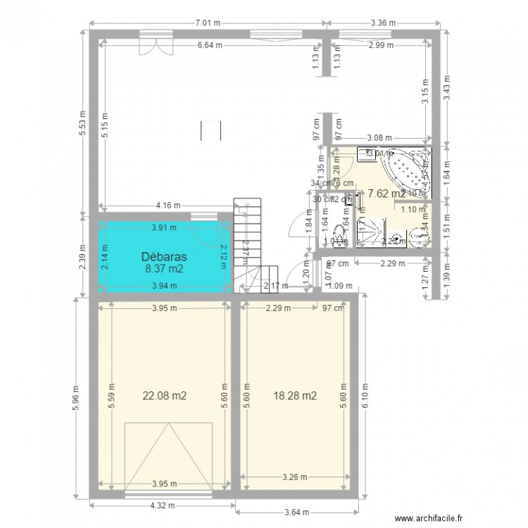 plan avec extension garage 2 1. Plan de 0 pièce et 0 m2